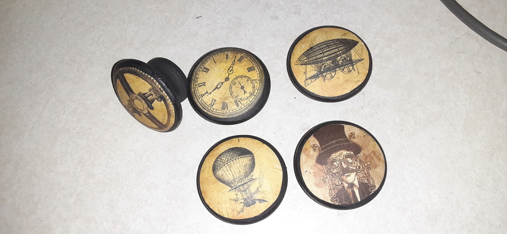 Vintage Steampunk Kitchen Cabinet Knobs – Set of 5 | Handmade Dresser Pulls