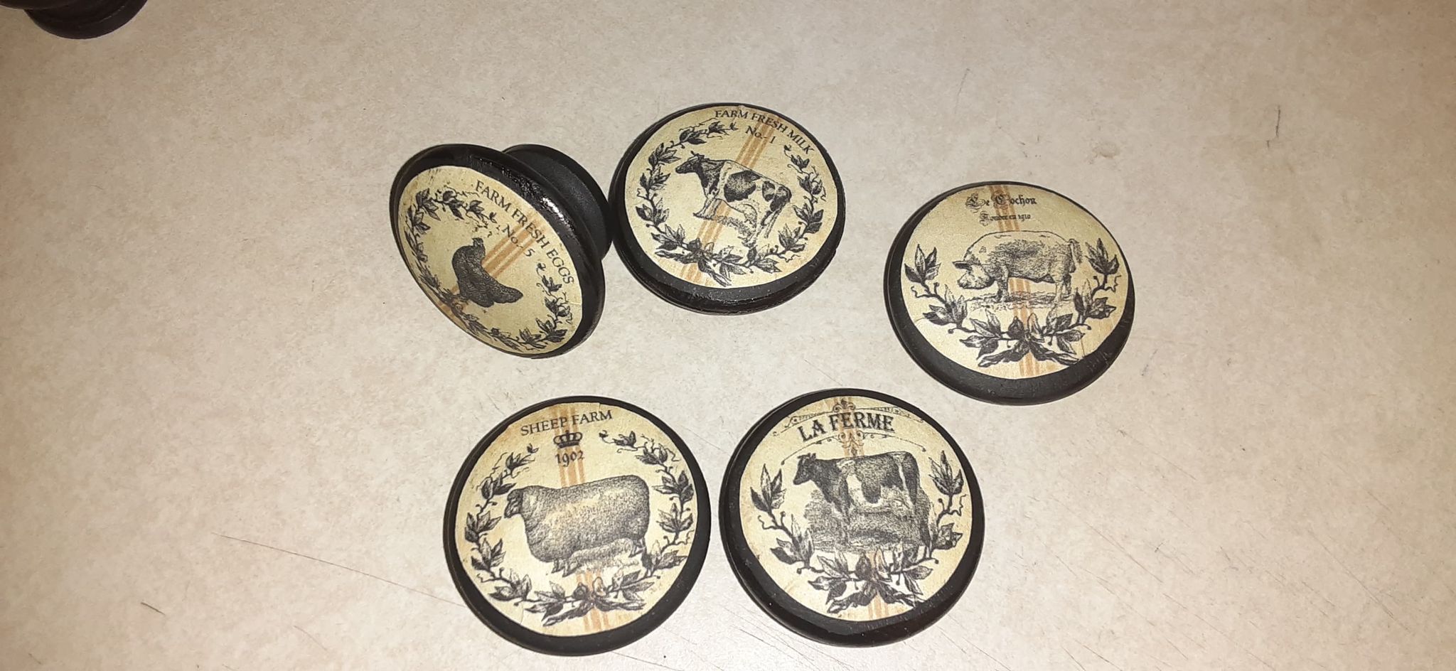 Farm Animal Kitchen Cabinet Knobs – Set of 5 | Handmade Dresser Pulls