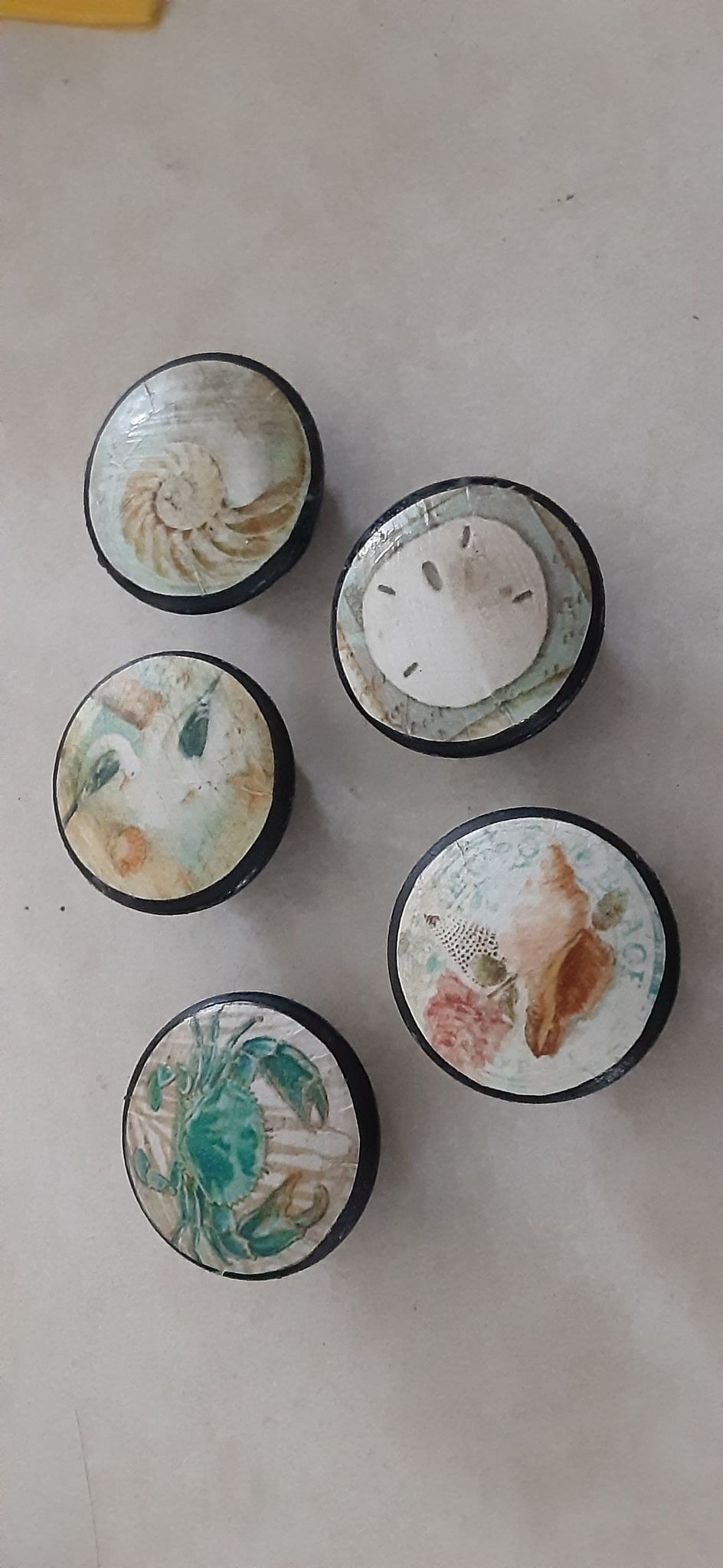 Beach Ocean Kitchen Cabinet Knobs – Set of 5 | Handmade Dresser Pulls